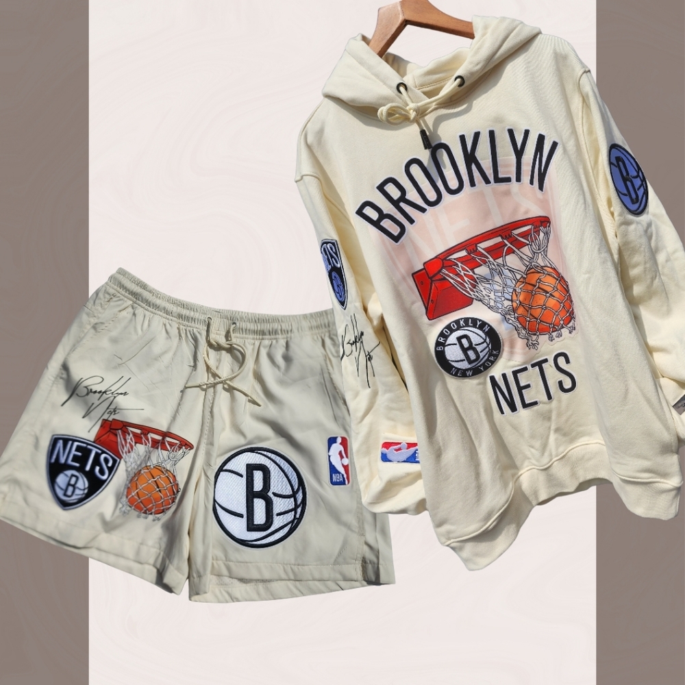 Pro standard NBA Bk Nets lux hoodie w/ basketball shorts set
